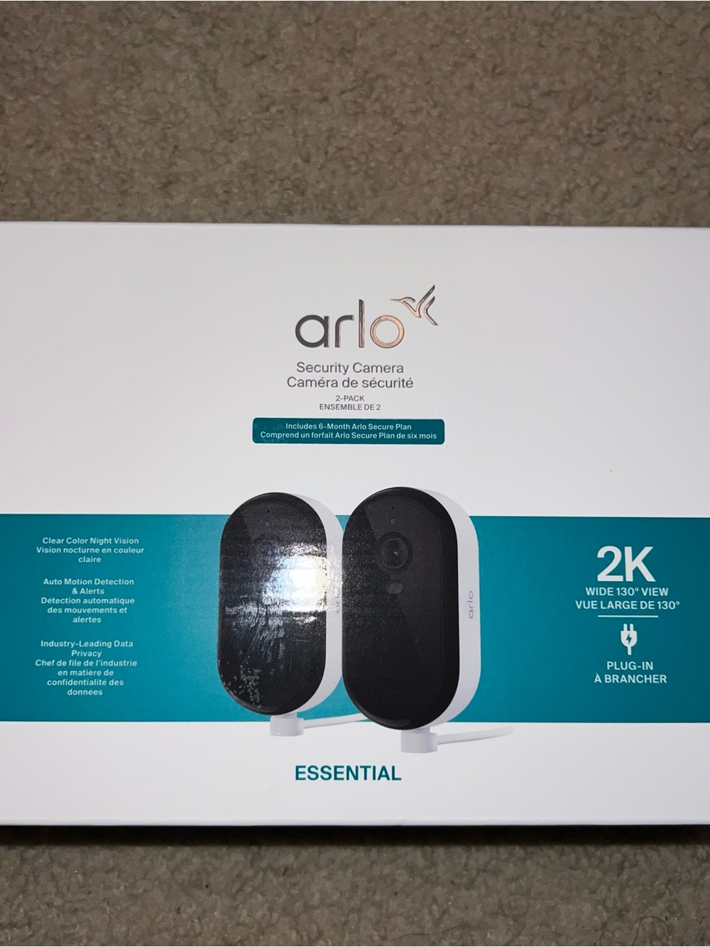 Arlo Essential Security Camera 2K (2025/3rd Gen) 2-Pack